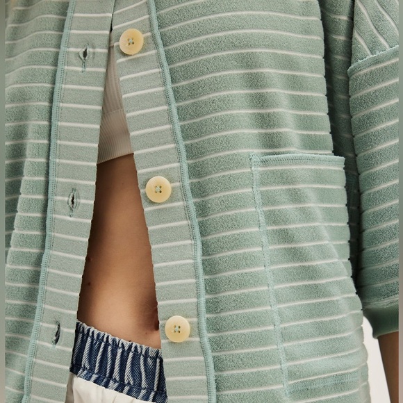 SOLD Free People Matilda Striped Terry Cardigan Blue Sea 🌊 NWT - Picture 4 of 5